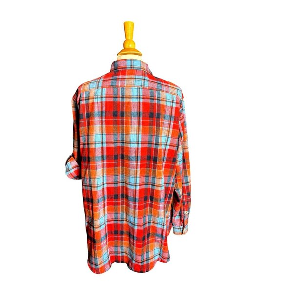 Designed In Italy Blue Plaid Button Up Size 2XL Woman's Flannel western shirt - Picture 10 of 16